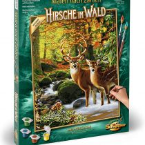 Schipper MNZ - Hirsche im Wald 609130810 Numbers 40 x 50 cm Stag in The Forest Adults with Brush and Acrylic Paints, Multicoloured, One Size