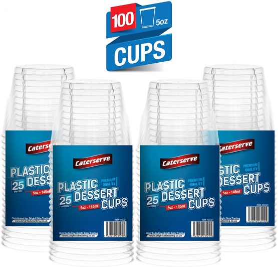 Caterserve Crystal Clear Hard Plastic Dessert Cups Multi-Use tumblers 5oz-145ml (100 Pcs)
