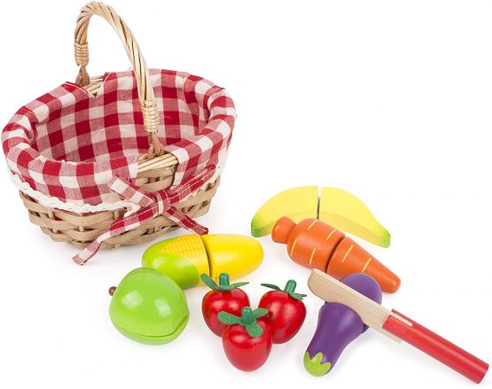 Small Foot Shopping Basket with Cuttable Fruits - Image 2