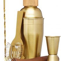 BarCraft Cocktail Making Kit (6-Piece Gift Set) -Brass Finish, 2, 28 x 32 x 28 cm