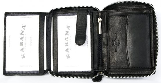 Men's Large Metal Zip-Around Black Leather Wallet - Image 3