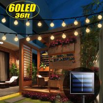 iihome Solar Garden Lights, 60 LED 36ft Waterproof Outdoor String Lights Solar Powered Crystal Ball Decorative Lights for Garden,Patio,Yard,Home,Chrismas Tree,Parties,Warm White, 36feet