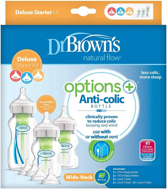 Dr. Brown's Natural Flow Options+ Anti-Colic Baby Bottles Starter Kit - Image 2