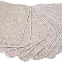 MuslinZ 12PK Wipes Bamboo Cotton Terry Wipes 20x20 cms Face Cloth Washable reuseable Baby Wipes (Off White)