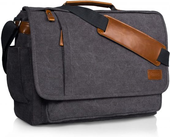 Estarer Mens 15-15.6 inch Laptop Bag Computer Messenger Satchel Briefcase Work Shoulder Bag Grey