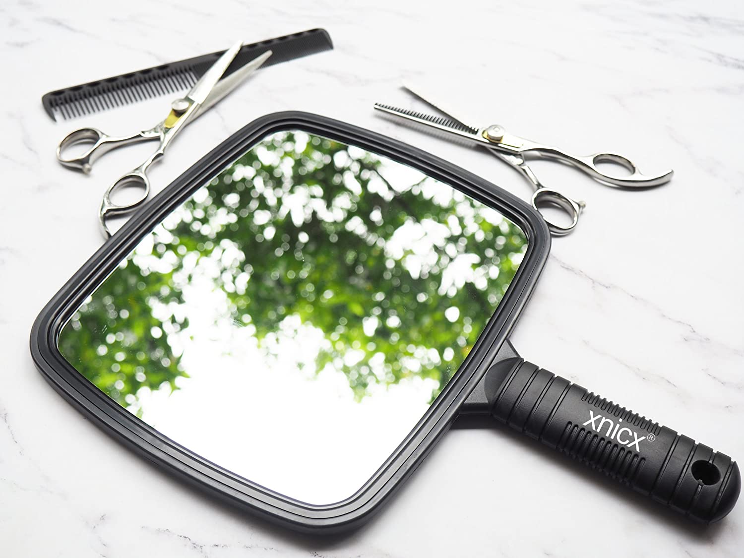 xnicx Hairdressing Hand Mirror Professional Hand Held Mirror Salon Barbers Hairdressers Paddle