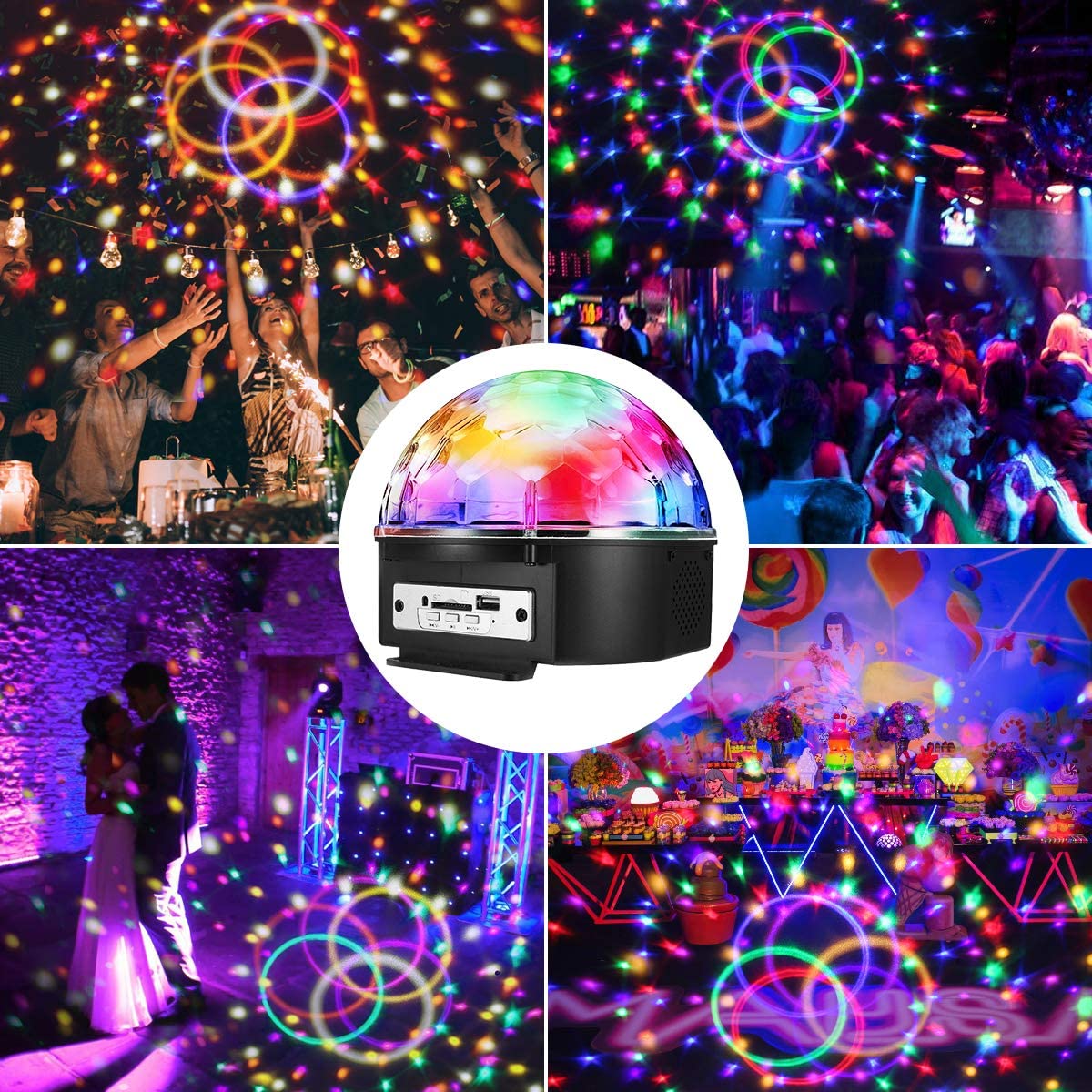 Disco Lights SOLMORE LED Disco Ball 18x18x15CM 18W Party Stage Lights ...