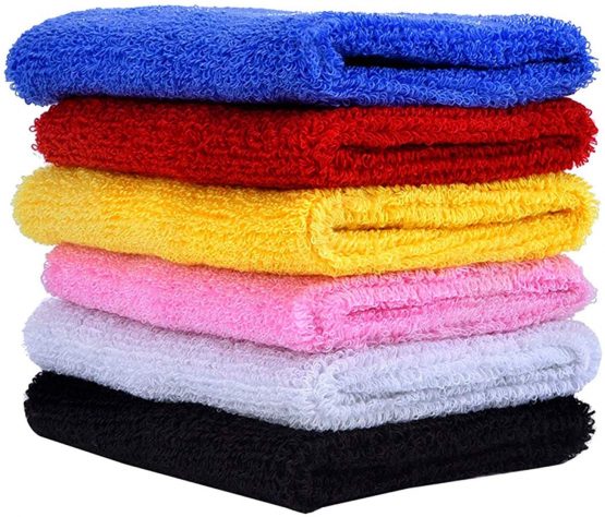 Schneespitze 6 Pcs Sports Wristband,Cotton Wristbands,Wrist Sweatbands Wrist Bands Sweat Bands for Basketball, Football, Fitness, Athletics - Image 2