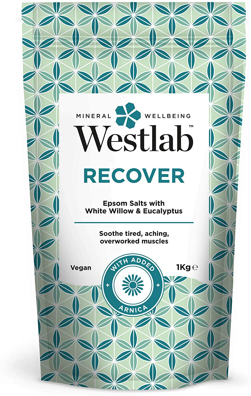 Westlab - 1kg - Recover Epsom Salts Infused with White Willow & Eucalyptus - Soothe Sore Muscles and Boost Recovery - Resealable Pouch
