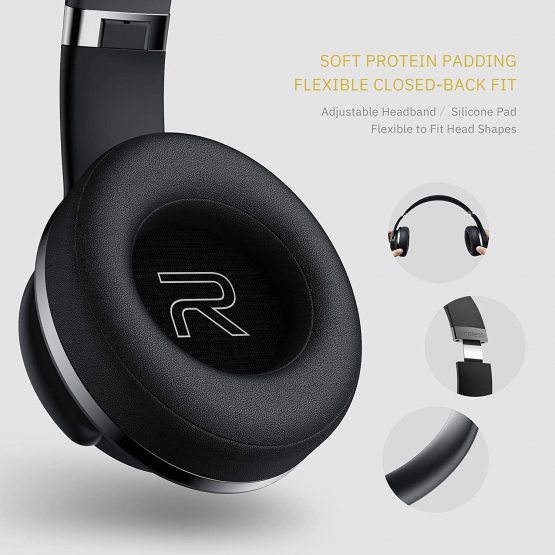 DOQAUS Bluetooth Headphones Over Ear, [52 Hrs Playtime] Wireless Headphones, 3 EQ Modes, Foldable Hi-Fi Stereo Bass Headphones, Soft Memory Protein Earmuffs, Built-in Mic ＆ Wired Mode for Phone/PC/TV - Image 3