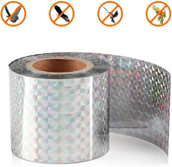 GWHOLE Bird Repellent Scare Tape Double-sided Reflective Scare Bird Tape Bird Deterrent Tape for Home, Garden and Farm, 5cm*45m