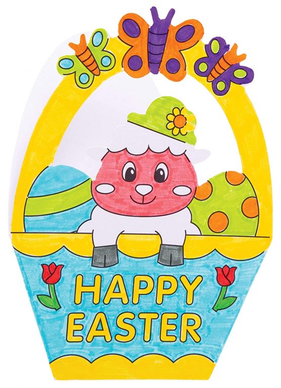 Baker Ross AT516 Easter Basket Colour in Cards - Pack of 10, Creative Easter Art and Craft Supplies for Kids to Make and Decorate - Image 4
