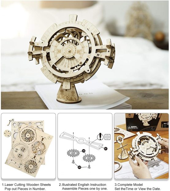 ROBOTIME 3D Puzzles for Adults Perpetual Calendar Wooden Model Kits to Build for Adults Brain Teasers Woodcraft Construction Sets Mechanical Jigsaw Puzzle - Image 2
