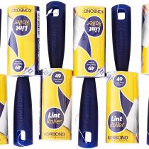 Korbond 6 Pack of 7.4m Lint Rollers–294 Sticky Easy Peel Sheets -for ALL FABRIC TYPES- Removes Dust and Fluff from Furniture, Upholstery, Laundry, Washing Machine, & Carpet-Leaves NO RESIDUE-Odourless
