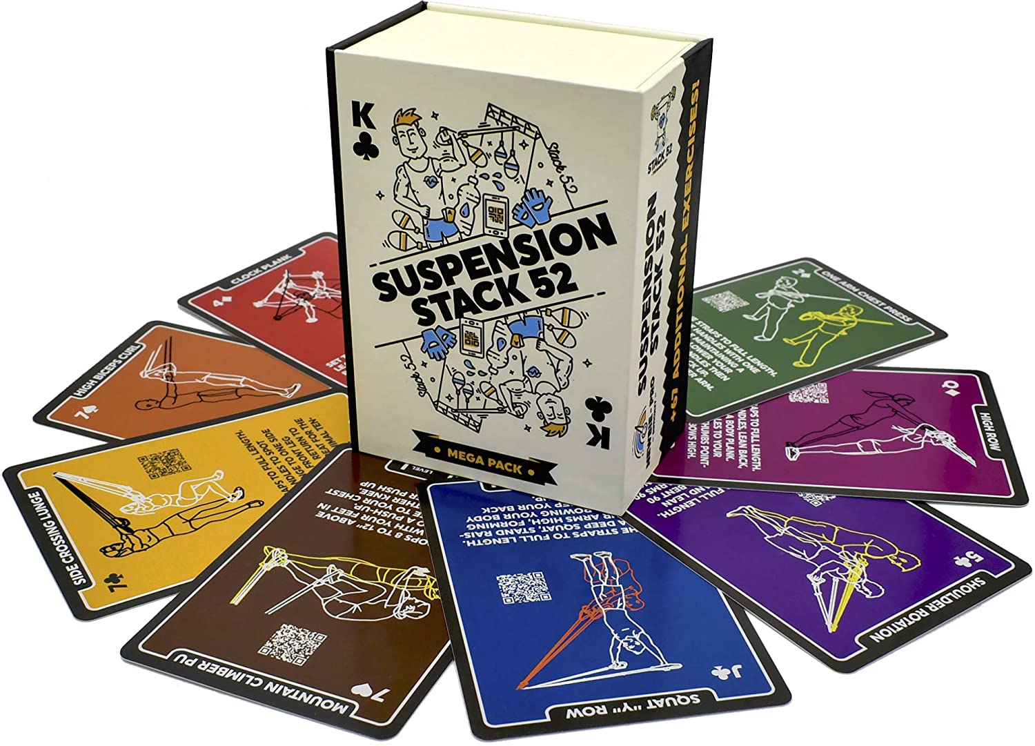 Stack 52 Suspension Exercise Cards compatible with TRX, Woss