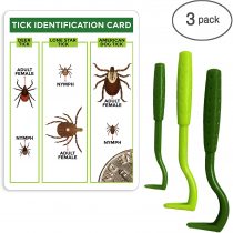 TickCheck Tick Remover Tools and Tick Identification Card for Humans, Dogs & Cats 1 Set (Pack of 3)