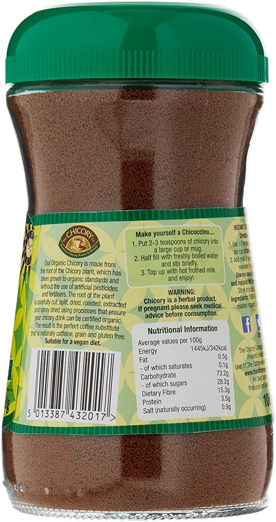 Organic Chicory Root Powder Drink 2 x 100g jars - Image 2