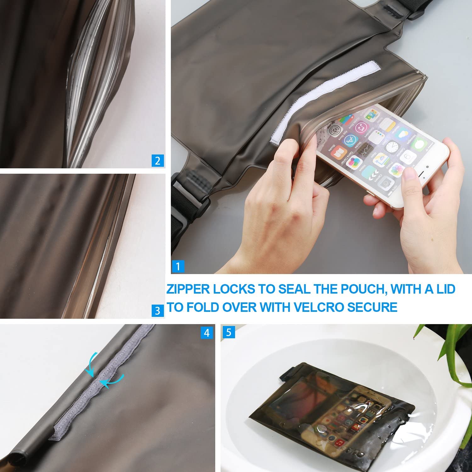 Waterproof Case Dry Bag Pouch Waist Pack with Strap, JOTO Waterproof Case Bag for Beach Swimming, Boating, Fishing - Image 4