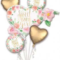 amscan 10133487 Floral Baby Satin Foil Balloon Bouquet - 1 Pc, Colour