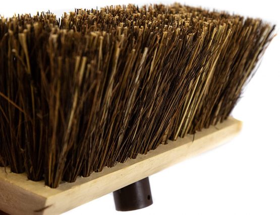 Newman and Cole 13" Wooden Broom Head with Stiff Bassine and Cane Mix Natural Hard Bristle - Replacement Wooden Broom Head Outdoor Garden Yard Brush Sweeping Brush Fitted Fixing Bracket Connector - Image 3