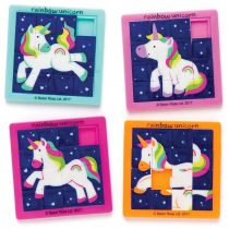 Baker Ross AR581 Rainbow Unicorn Sliding Puzzles (Pack of 4)