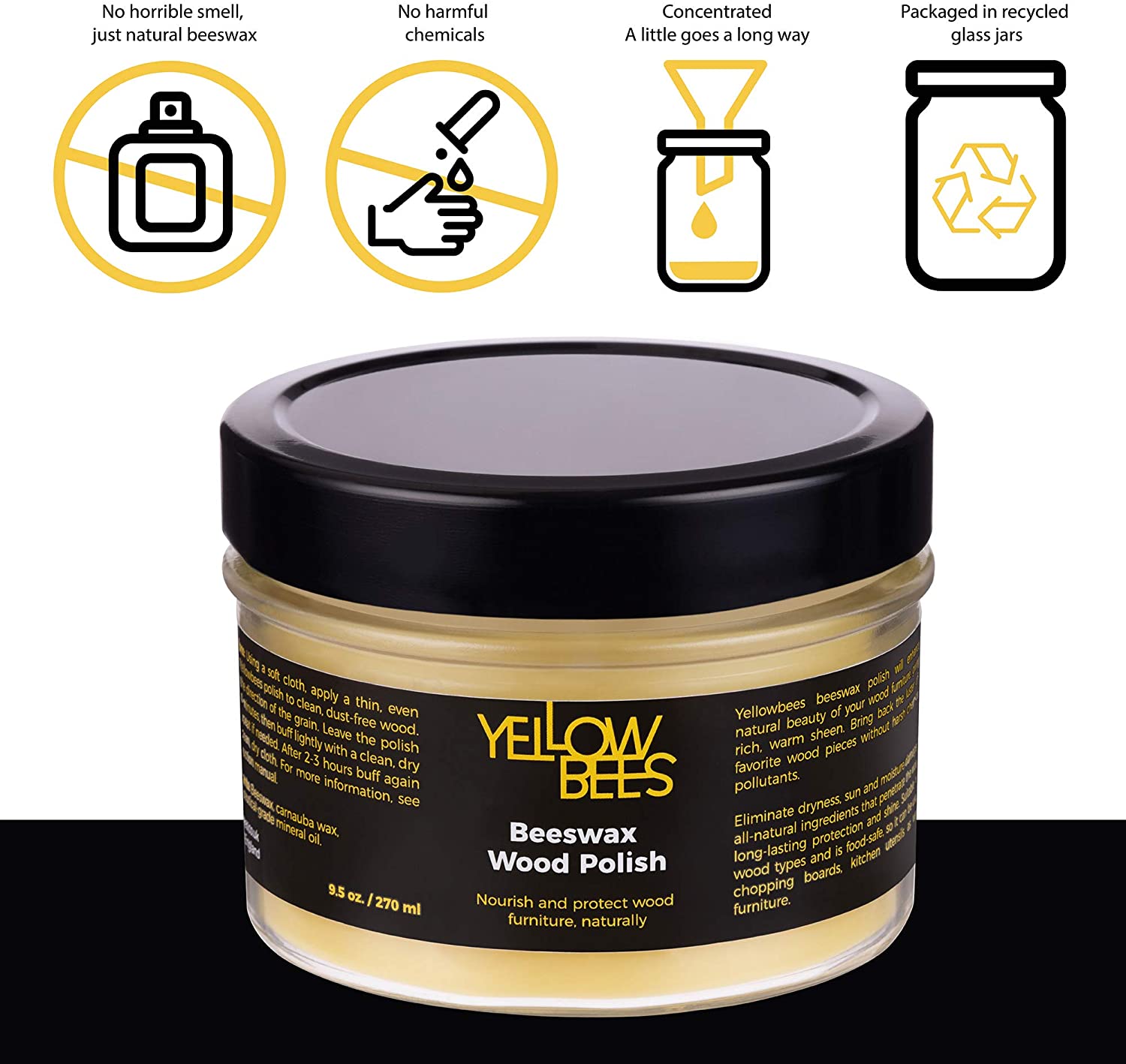 Yellowbees Natural furniture wax,beeswax polish for wood treatment