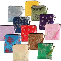 kilofly 12pc Silk Brocade Tasseled Coin Purse Zipper Jewelry Pouch Bag Value Set