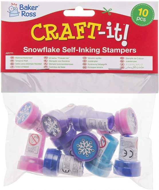 Baker Ross AR771 Self Inking Snowflake Stamps for Kids Card Crafts and Homemade Christmas Activities (Pack of 10), Assorted - Image 3