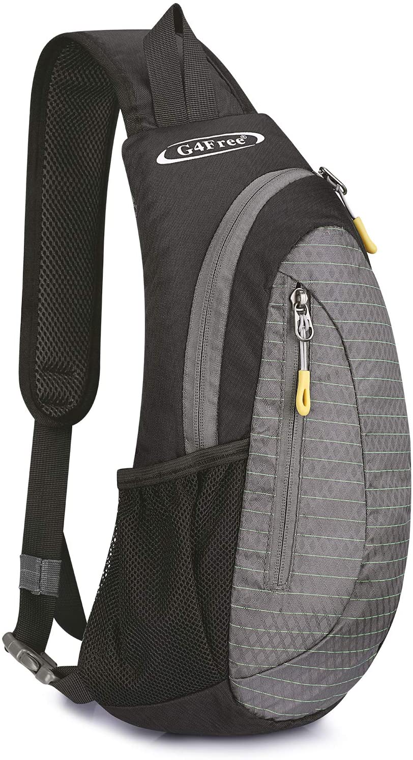 G4Free Small Sling Bag Crossbody Chest Bag Shoulder Backpack Outdoor Anti Theft, Black and Grey