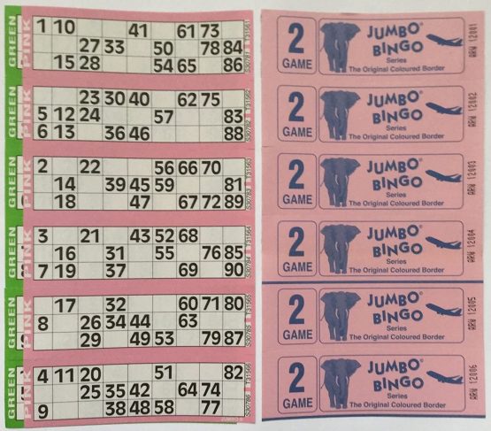 Jumbo 750 2 PAGE GAMES BINGO TICKETS 6 TO VIEW BINGO BOOKS