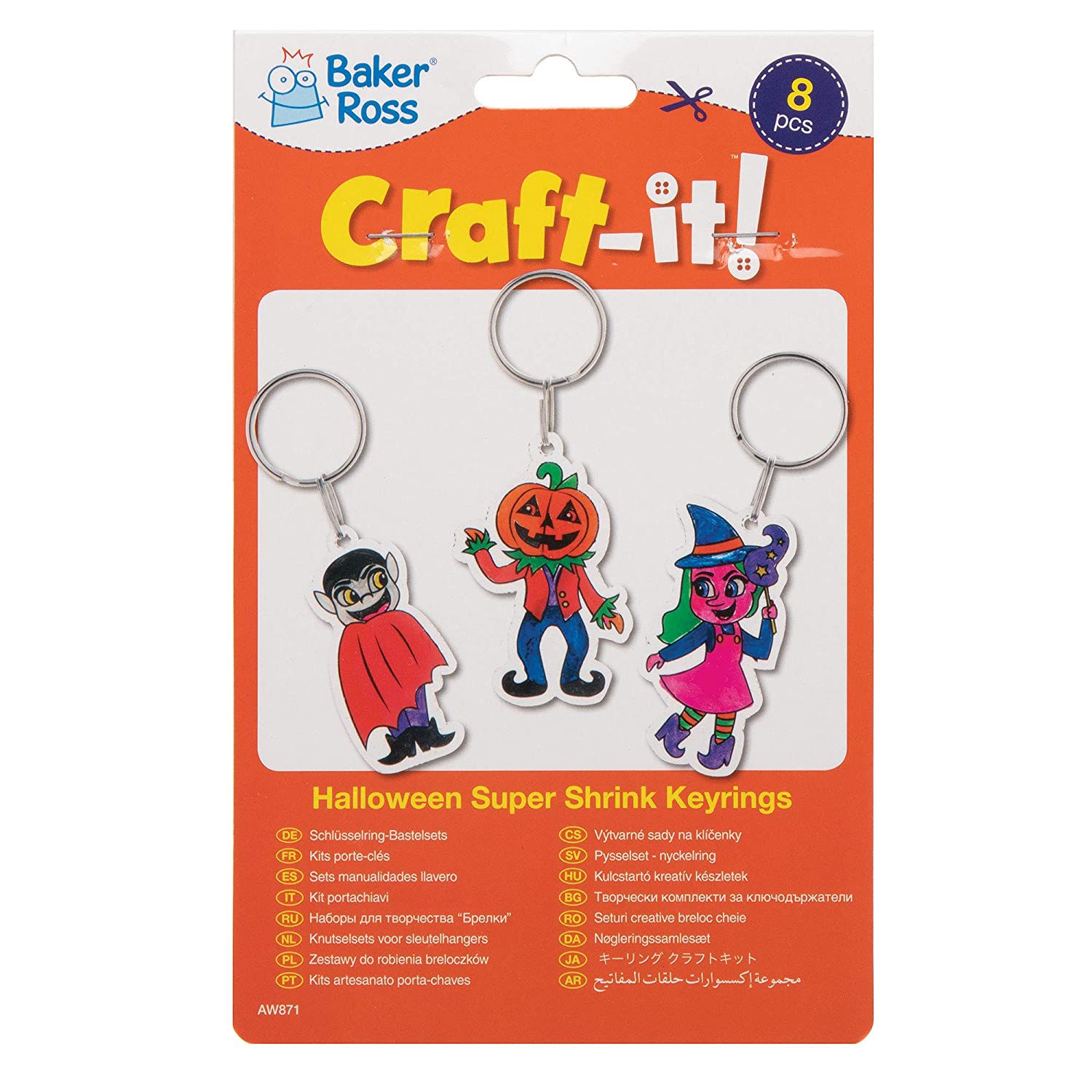 Baker Ross AW871 Halloween Super Shrink Keyrings, for Arts and Crafts Party Bags, Loot, Trick or Treating - Image 3