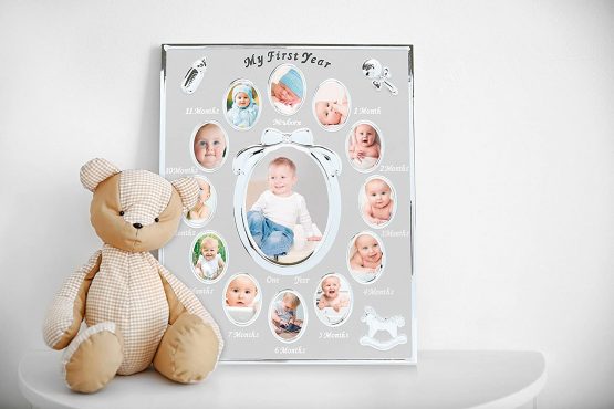 Tiny Ideas Baby's First Year Photo Frame, New Mum Gifts, Mothering Sunday, Silver - Image 2