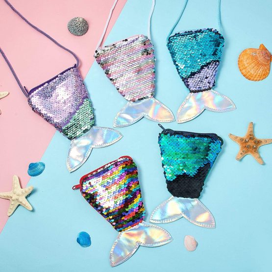 Sequins Coin Purse,Mermaid Tail Purse Handbags Zipper Wallet Pouch,Mini Children's Coin Purse,Crossbody Bags Change Purse Kids Wallets For Girls Kids
