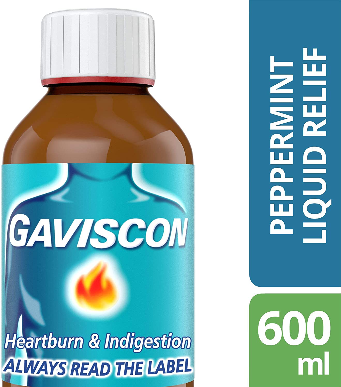 Gaviscon Peppermint Liquid 600 ml, Fast-Acting Heartburn, Indigestion, Acid Reflux, and Nausea Relief - Image 2