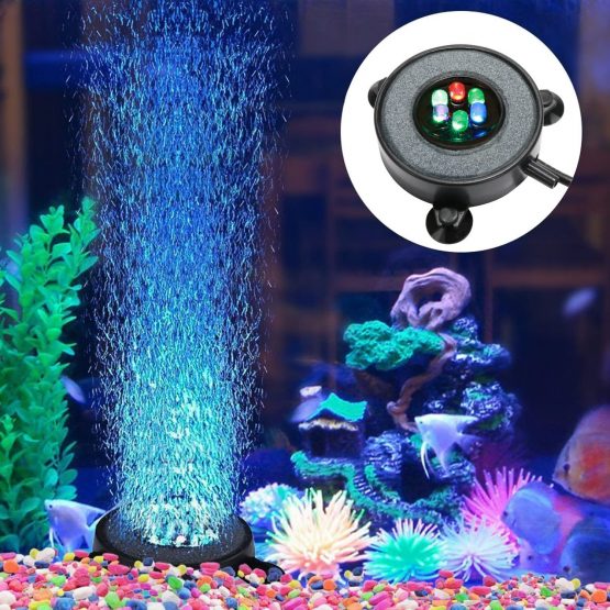Supmaker Aquarium Air Stone Fish Tank Led Air Stone Bubble Light with 6 Color Changing LEDs for Aquarium