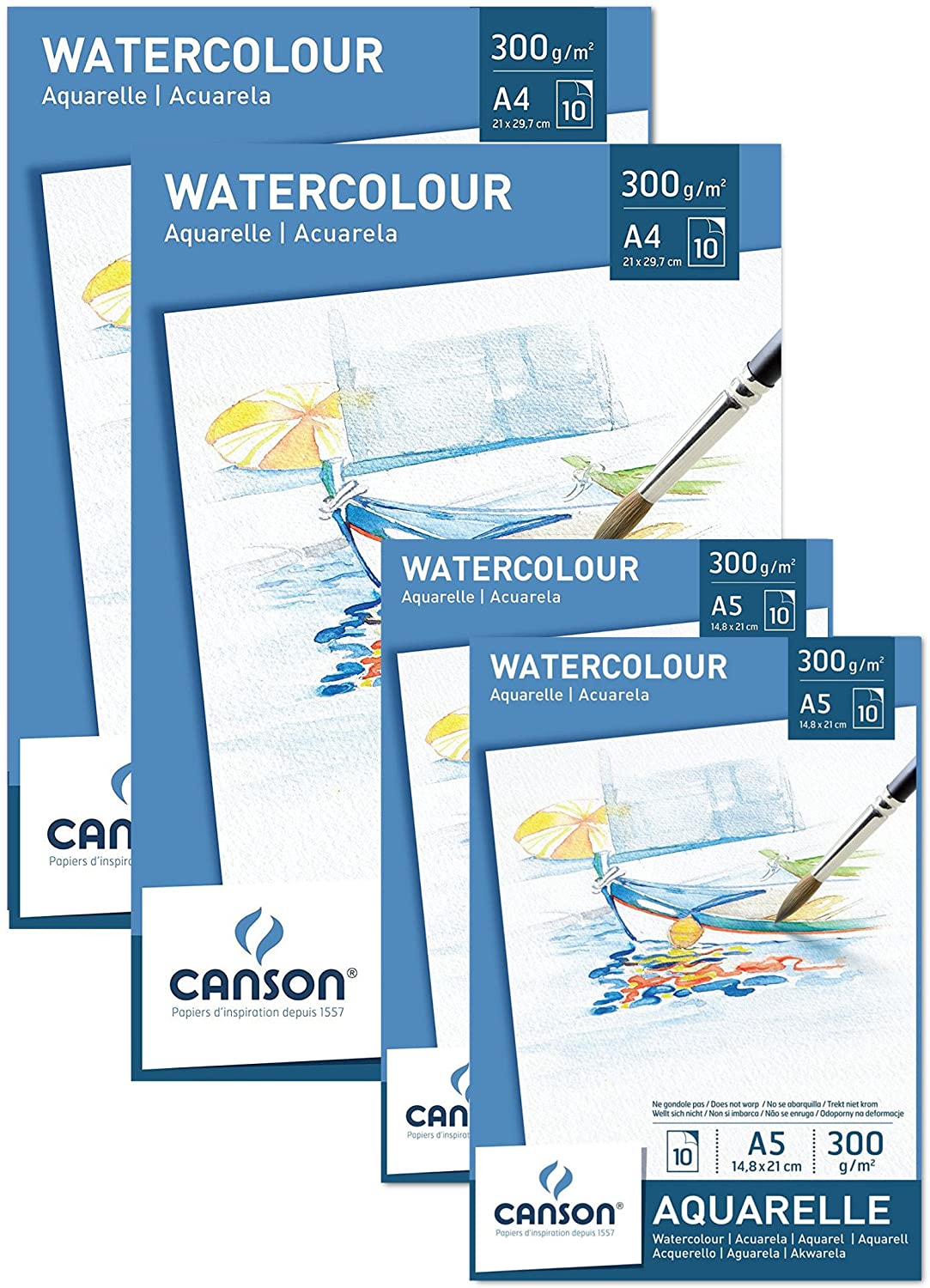 Canson watercolour paper 300 gsm, watercolour block, 10 sheets white