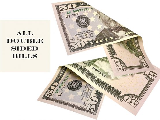 Big Screen Stacks - 100 Full Print Prop Money 50 Dollar Bills , with Spare Bank Strap. Perfect for movies, films, advertising, Social Media, Play Money, Costume Party's, Magic Tricks, Casino Games - Image 4