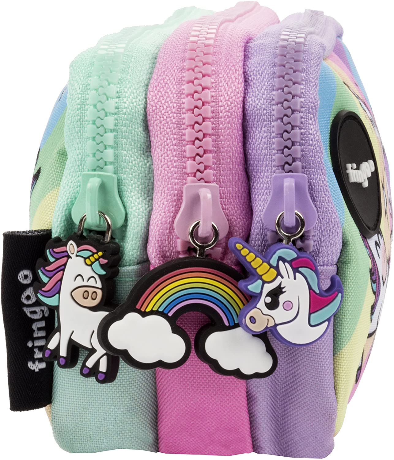 Fringoo® 3 Compartment Pencil Case for Kids School Stationery Holder Funny Cute (Unicorns & Homework - 3 Compartments) - Image 3