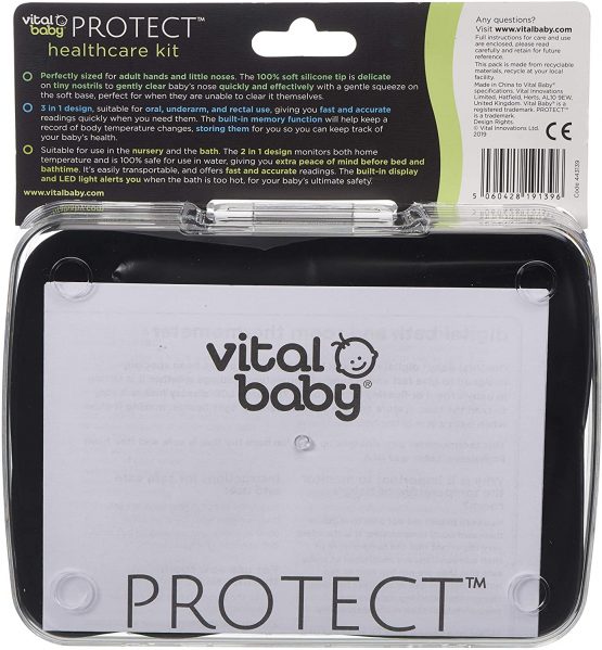 vital baby PROTECT Healthcare Kit, Room and Bath Thermometer, Nasal Aspirator, Contact Thermometer, Nursery Health and Safety, Decongester - Image 2