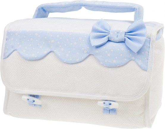 Filet - Beauty Case, Italian Product for Babies/Early Childhood, Externally: Cotton and Internally: Polyester - White, Light Blue