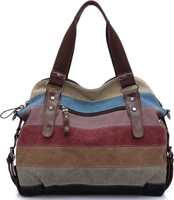 HASAGEI Women's Canvas Multi-Color Hobos Shoulder Cross Body Bag Tote Shopping Handbag Ladies Casual Chic Bags - Image 3
