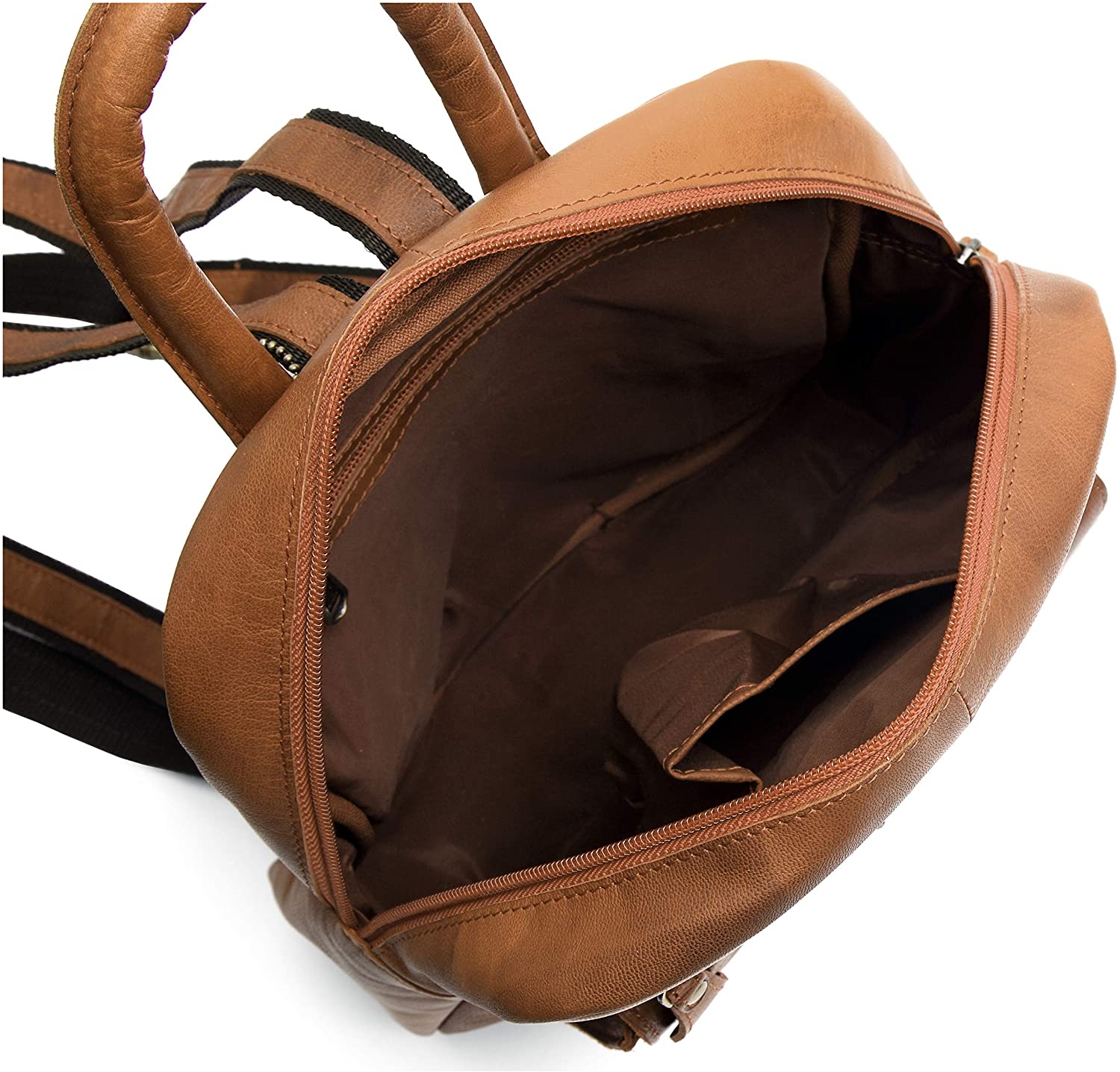 J. Wilson London Ladies Backpack Leather Backpack for Women Girls Schoolbag Casual Daypack School Bag Satchel (Vintage Tan) - Image 4