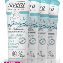 Lavera Hand Cream with Bio Almond Oil and Shea Butter – Vegan – 100% Natural Cosmetics Certificates – Skin Care – 4 Containers of 75 ml