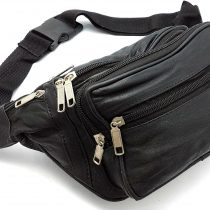 ODS:UK® REAL LEATHER BUM WAIST BAG TRAVEL HOLIDAY MONEY BELT POUCH BLACK CHANGE BUMBAG