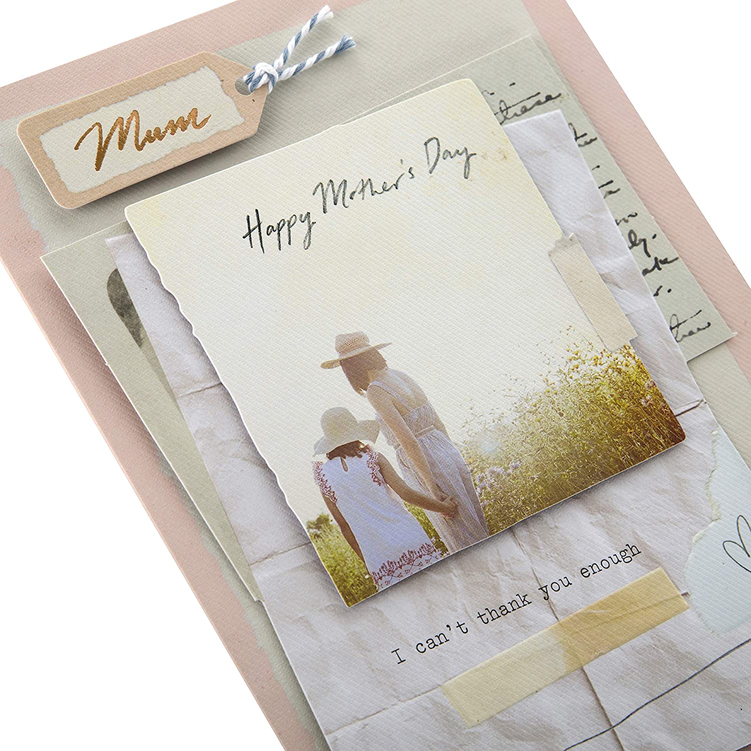 Hallmark Mothers Day Card for Mum - Scrapbook Style Design, Pink Scrapbook Photograph, 22.8 cm by 15.9 cm - Image 3