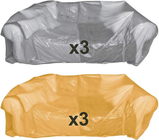 Brackit Premium Lightweight Disposable Gold & Silver Coloured Dust Sheets - 6-Pack 3.6m x 2.7m (12x9ft) - Polythene Dustproof Waterproof Sheets - Image 4