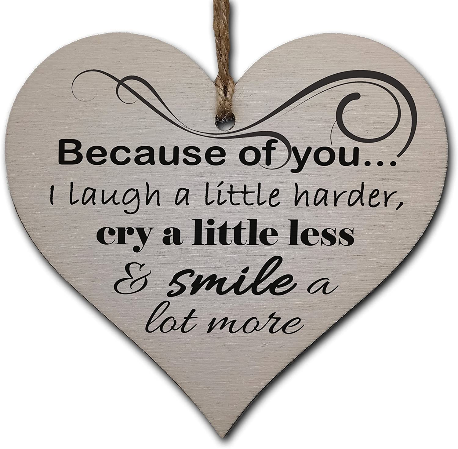 Inspirational Wooden Heart Sign - Hanging Home Decor with Uplifting Message - Great Gift for Her Bedroom, Office, or Hallway