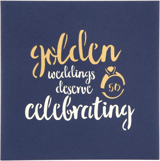 Golden Wedding Anniversary 3D Card - Golden Wedding Anniversary Gifts, 50th Wedding Anniversary Pop Up Card, Golden Wedding Cards, Handmade Cards by Cardology - Image 2