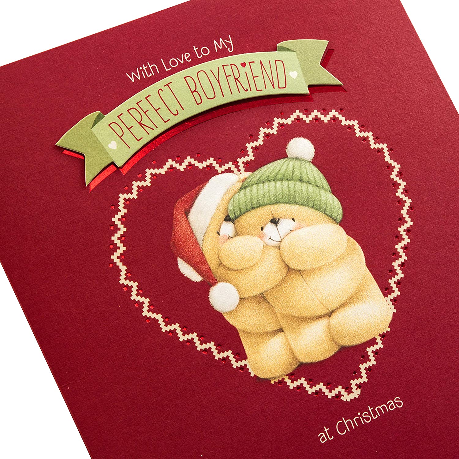 Hallmark Christmas Card for Boyfriend - Cute Forever Friends Design, Red, Letter - Image 3