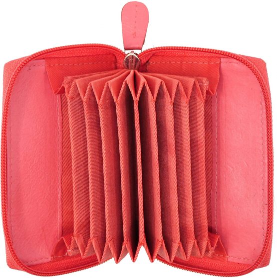 STARHIDE Womens RFID Blocking Small Leather Fan Concertina Palm Credit Card Holder 1234 (Pink) - Image 3
